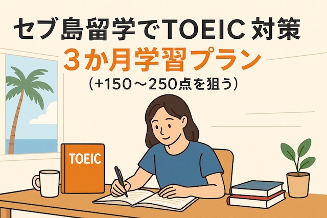 セブ島留学でTOEIC対策3か月学習プラン（+150〜250点を狙う）