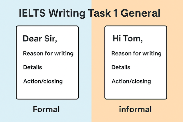 IELTSライティング Task 1 General 手紙の構成とサンプル（Formal / Informal）