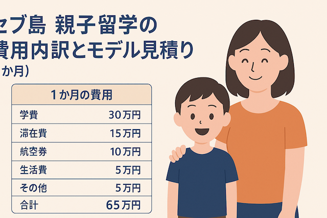 セブ島 親子留学の費用内訳とモデル見積り（1か月）