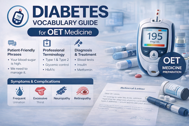 Diabetes（糖尿病）ボキャブラリー完全ガイド【OET for Medicine対策】